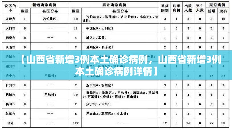 【山西省新增3例本土确诊病例，山西省新增3例本土确诊病例详情】