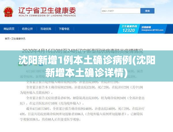 沈阳新增1例本土确诊病例(沈阳新增本土确诊详情) 沈阳新增1例本土确诊病例(沈阳新增本土确诊详情)