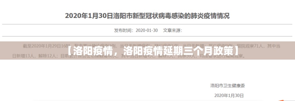 【洛阳疫情,洛阳疫情延期三个月政策】 【洛阳疫情,洛阳疫情延期三个月政策】