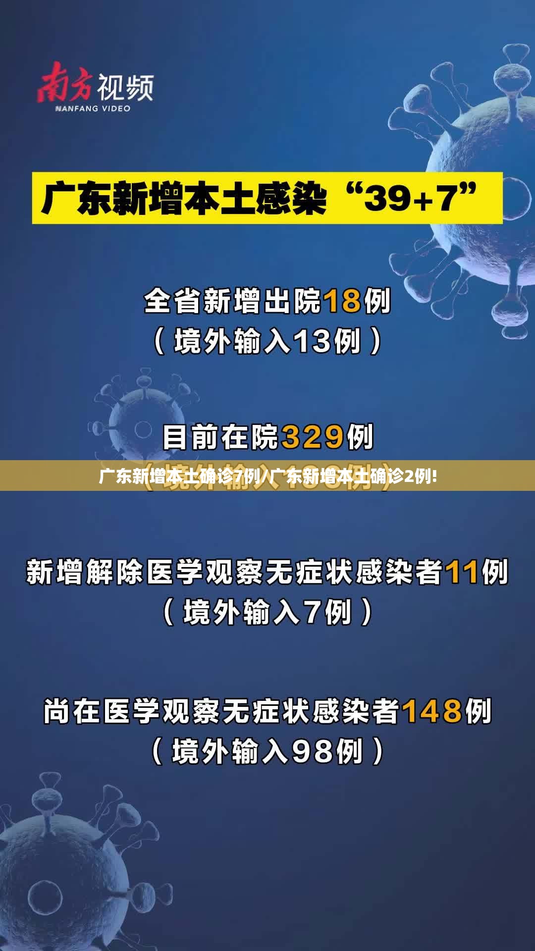 广东新增本土确诊7例/广东新增本土确诊2例! 广东新增本土确诊7例/广东新增本土确诊2例!
