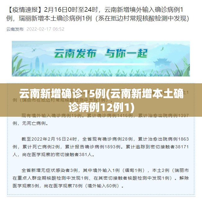 云南新增确诊15例(云南新增本土确诊病例12例1) 云南新增确诊15例(云南新增本土确诊病例12例1)
