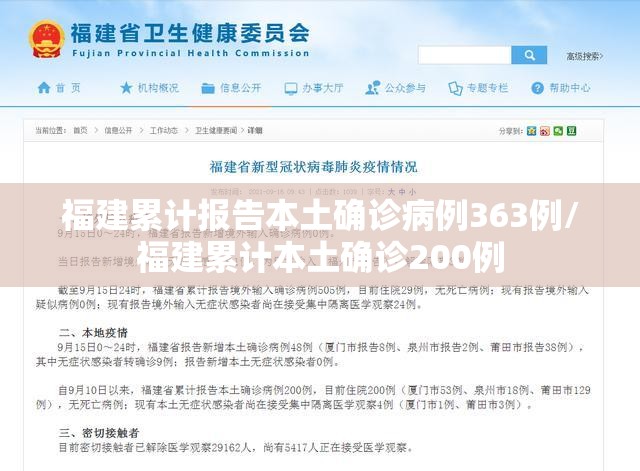 福建累计报告本土确诊病例363例/福建累计本土确诊200例