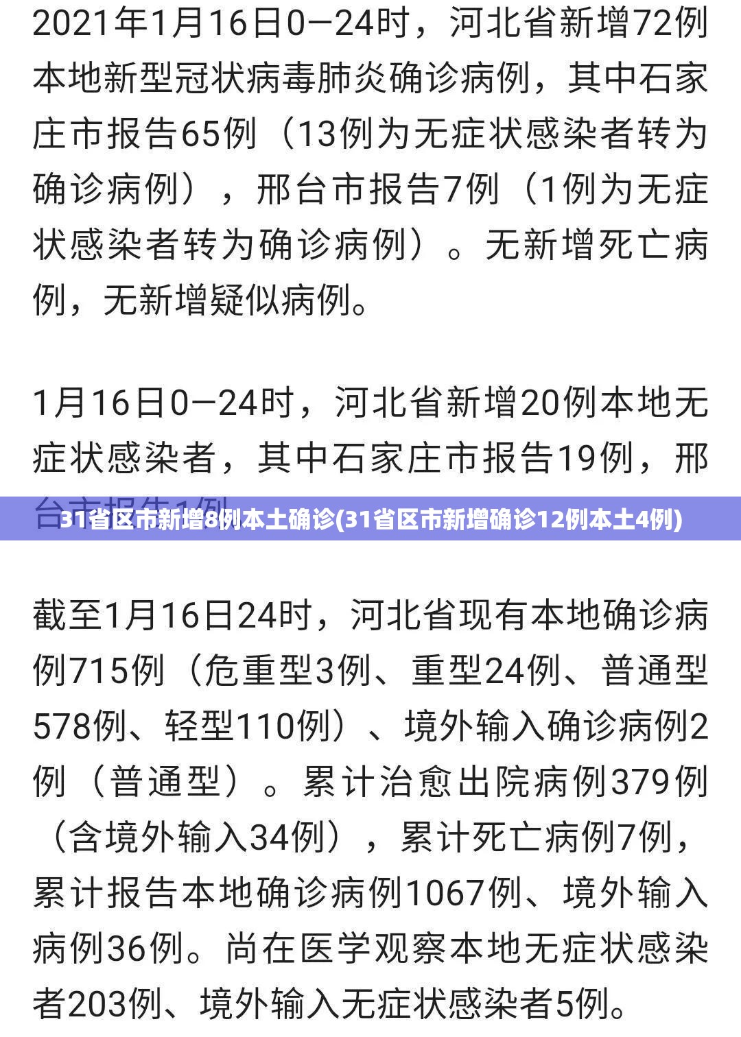31省区市新增8例本土确诊(31省区市新增确诊12例本土4例)