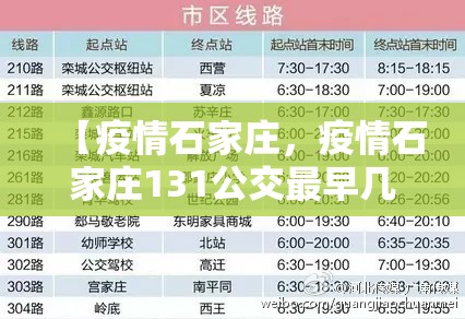 【疫情石家庄，疫情石家庄131公交最早几点】