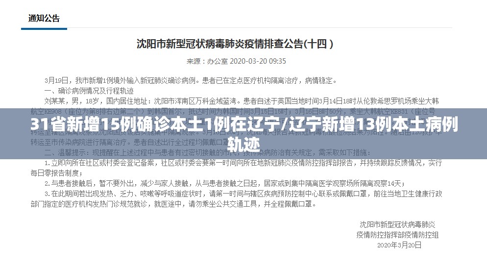 31省新增15例确诊本土1例在辽宁/辽宁新增13例本土病例轨迹 31省新增15例确诊本土1例在辽宁/辽宁新增13例本土病例轨迹
