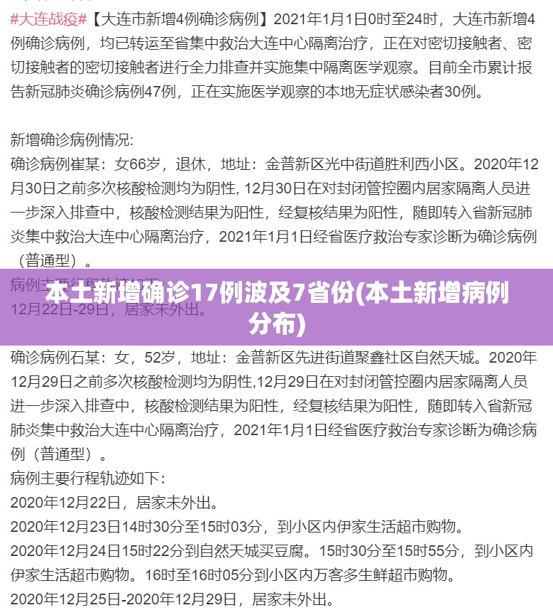 本土新增确诊17例波及7省份(本土新增病例分布)