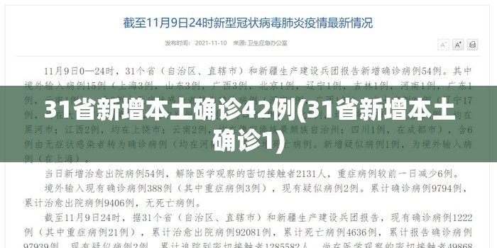 31省新增本土确诊42例(31省新增本土确诊1)