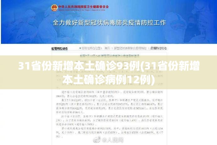 31省份新增本土确诊93例(31省份新增本土确诊病例12例) 31省份新增本土确诊93例(31省份新增本土确诊病例12例)