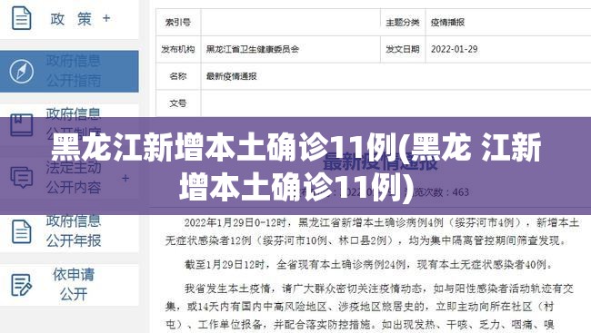 黑龙江新增本土确诊11例(黑龙 江新增本土确诊11例)