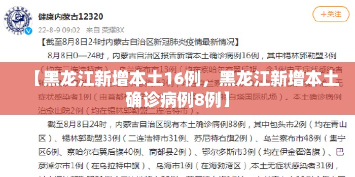 【黑龙江新增本土16例,黑龙江新增本土确诊病例8例】 【黑龙江新增本土16例,黑龙江新增本土确诊病例8例】