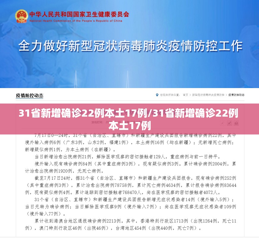 31省新增确诊22例本土17例/31省新增确诊22例 本土17例