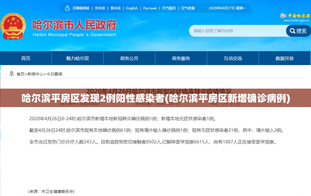 哈尔滨平房区发现2例阳性感染者(哈尔滨平房区新增确诊病例)