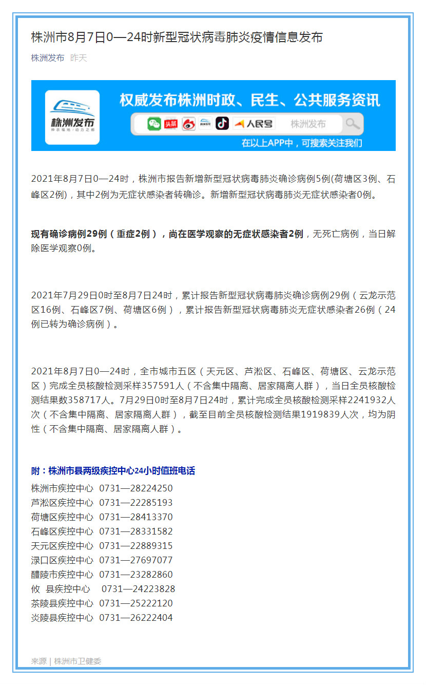株洲新增确诊病例/株洲新增确诊病例行程