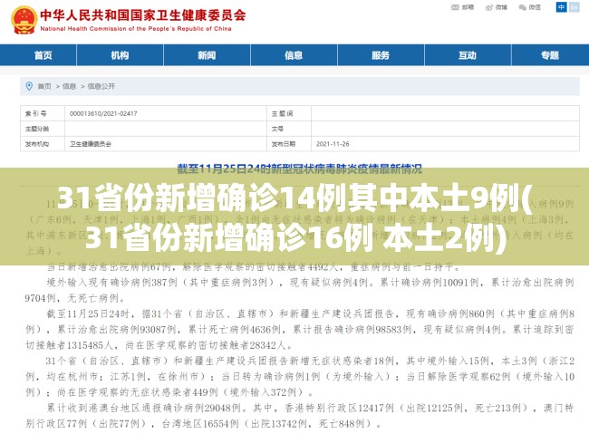 31省份新增确诊14例其中本土9例(31省份新增确诊16例 本土2例) 31省份新增确诊14例其中本土9例(31省份新增确诊16例 本土2例)