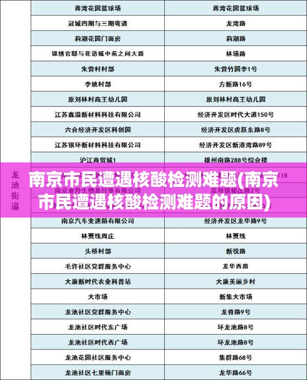 南京市民遭遇核酸检测难题(南京市民遭遇核酸检测难题的原因) 南京市民遭遇核酸检测难题(南京市民遭遇核酸检测难题的原因)