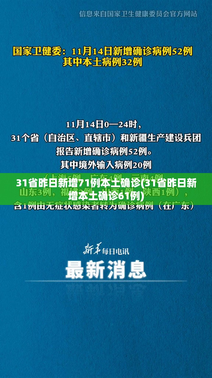 31省昨日新增71例本土确诊(31省昨日新增本土确诊61例) 31省昨日新增71例本土确诊(31省昨日新增本土确诊61例)
