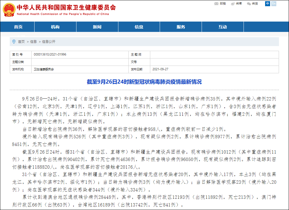 【31省份新增本土确诊28例均在福建，本土新增28例 分布在福建和黑龙江】