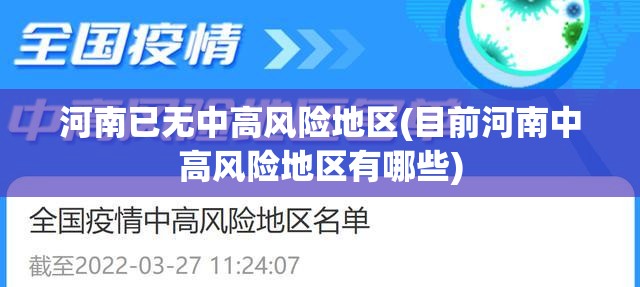 河南已无中高风险地区(目前河南中高风险地区有哪些) 河南已无中高风险地区(目前河南中高风险地区有哪些)