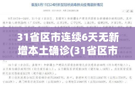31省区市连续6天无新增本土确诊(31省区市连续5天本土无新增)