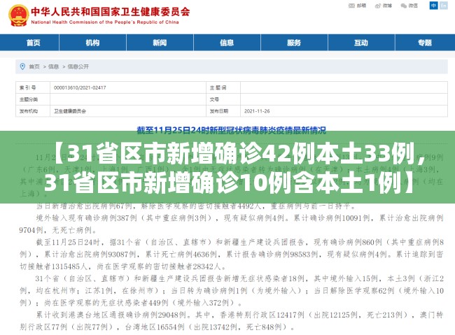 【31省区市新增确诊42例本土33例,31省区市新增确诊10例含本土1例】 【31省区市新增确诊42例本土33例,31省区市新增确诊10例含本土1例】