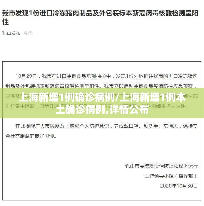 上海新增1例确诊病例/上海新增1例本土确诊病例,详情公布