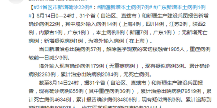 31省新增本土52例(31省新增本土病例13例)