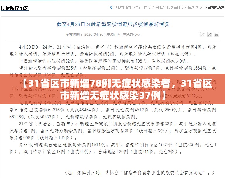 【31省区市新增78例无症状感染者，31省区市新增无症状感染37例】