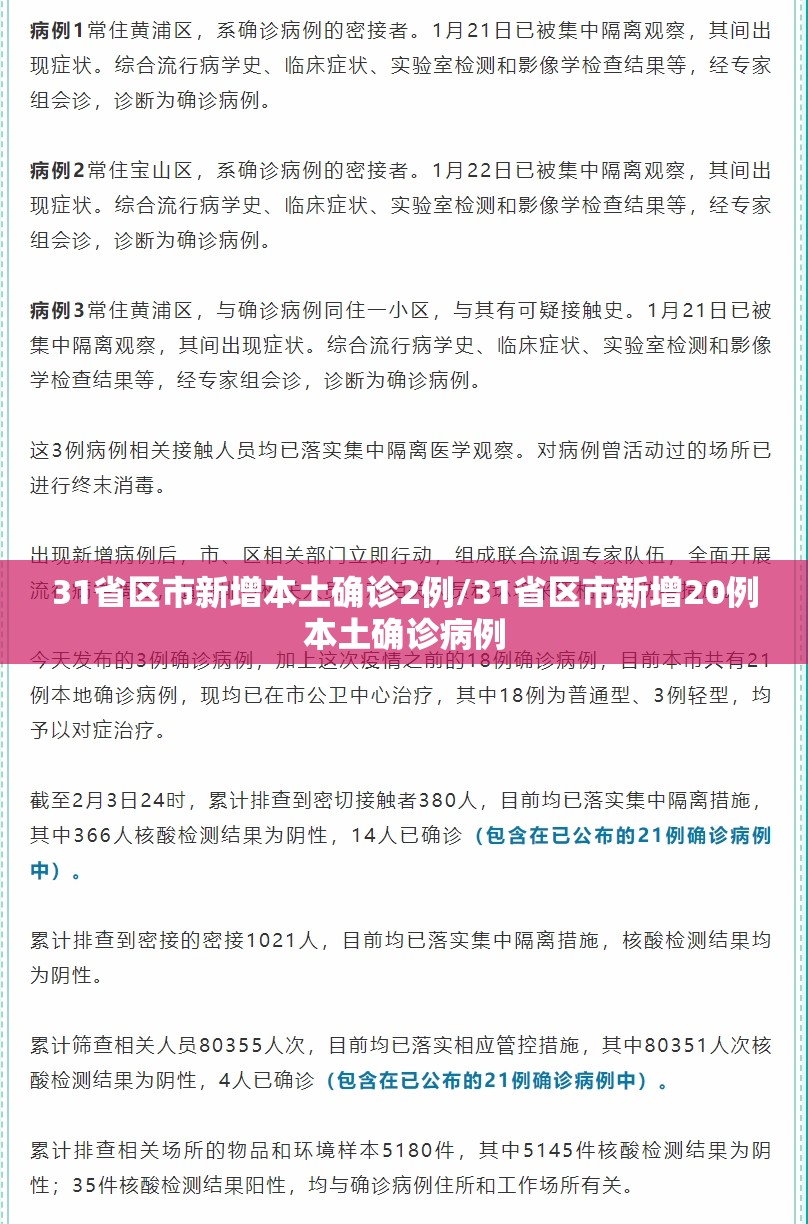 31省区市新增本土确诊2例/31省区市新增20例本土确诊病例 31省区市新增本土确诊2例/31省区市新增20例本土确诊病例