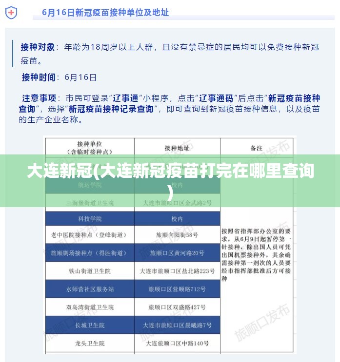 大连新冠(大连新冠疫苗打完在哪里查询)