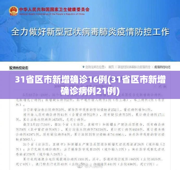 31省区市新增确诊16例(31省区市新增确诊病例21例)