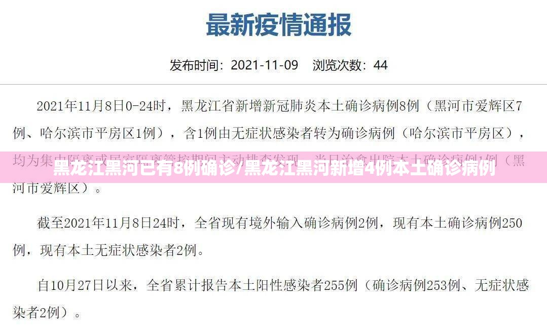 黑龙江黑河已有8例确诊/黑龙江黑河新增4例本土确诊病例 黑龙江黑河已有8例确诊/黑龙江黑河新增4例本土确诊病例