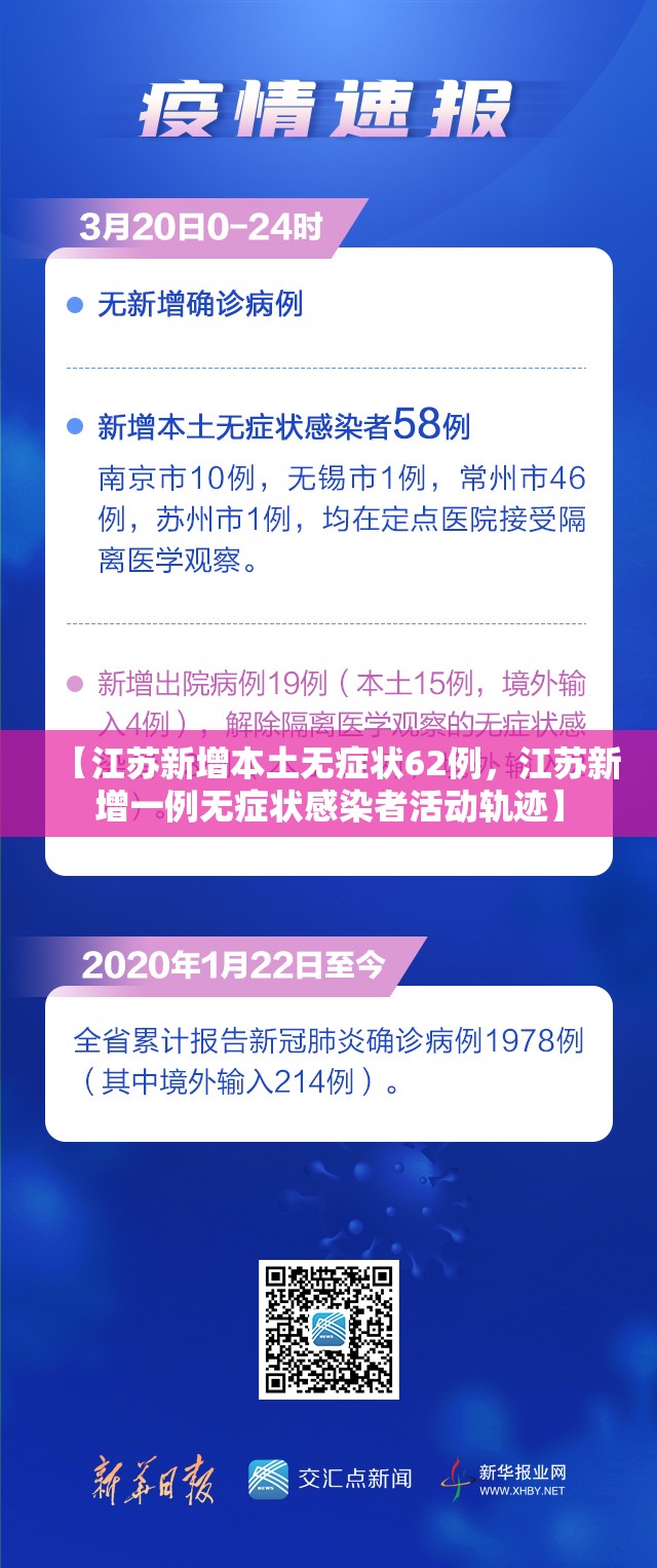 【江苏新增本土无症状62例，江苏新增一例无症状感染者活动轨迹】
