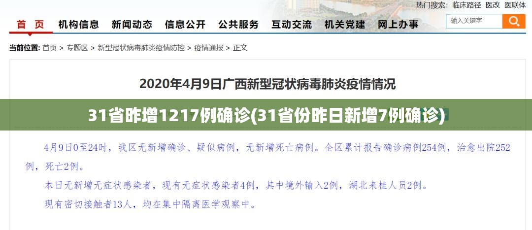 31省昨增1217例确诊(31省份昨日新增7例确诊)