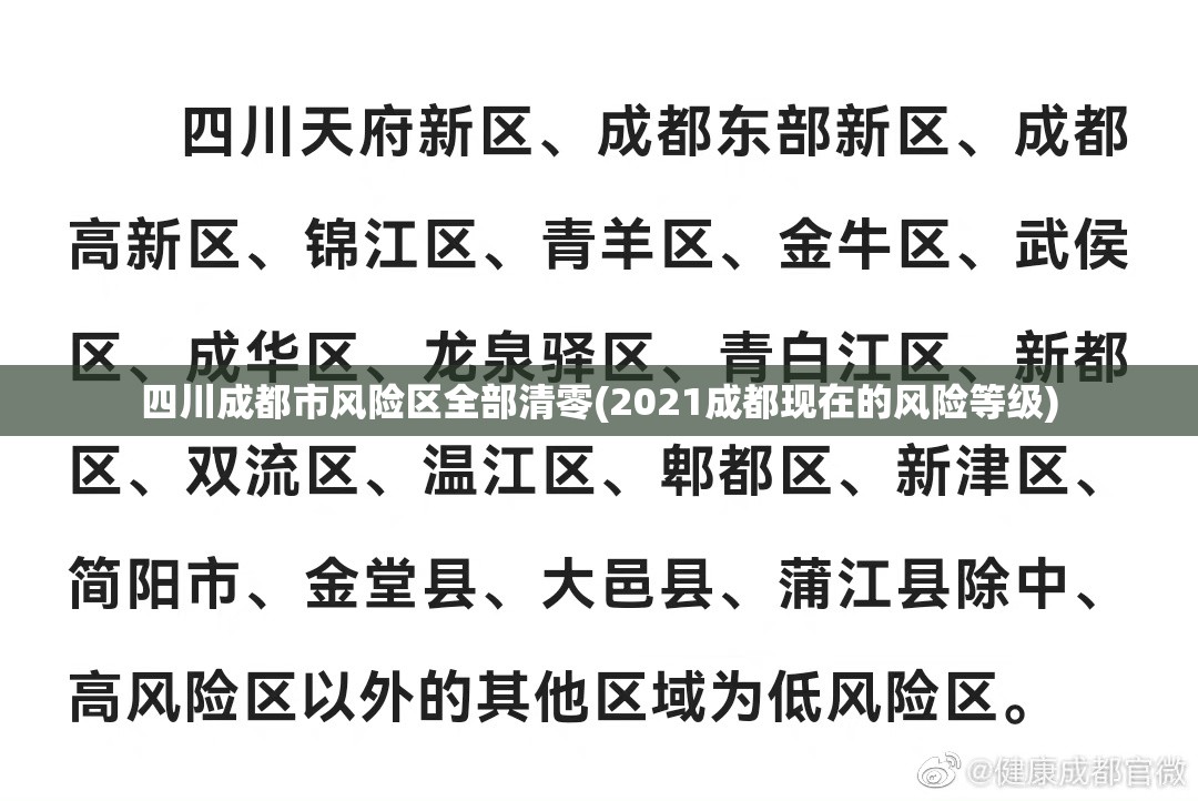 四川成都市风险区全部清零(2021成都现在的风险等级)