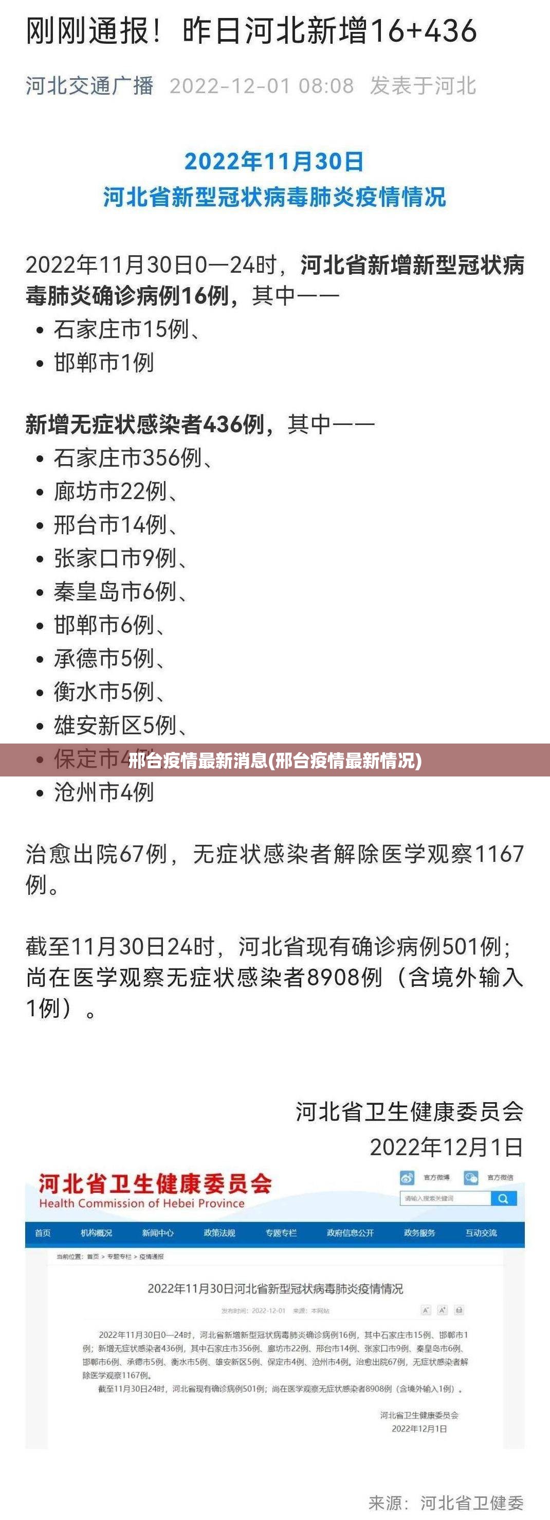 邢台疫情最新消息(邢台疫情最新情况)