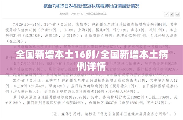 全国新增本土16例/全国新增本土病例详情