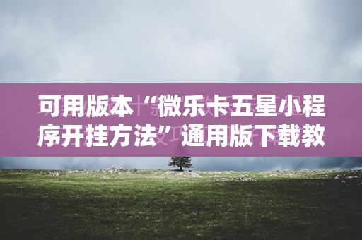 可用版本“微乐卡五星小程序开挂方法”通用版下载教程!