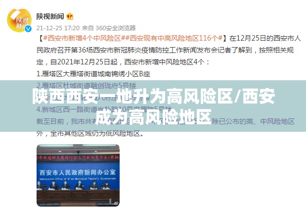 陕西西安一地升为高风险区/西安成为高风险地区