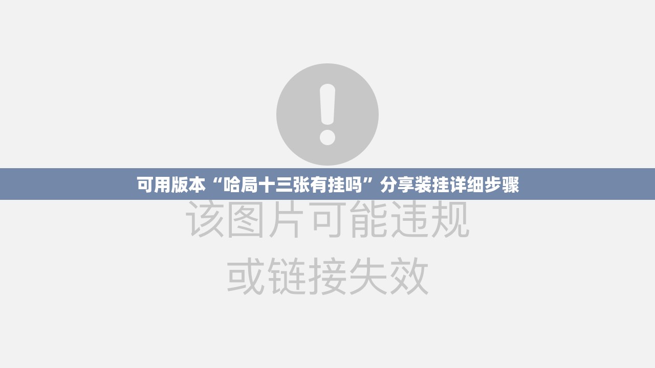 可用版本“哈局十三张有挂吗”分享装挂详细步骤