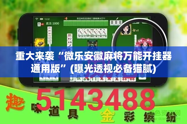 重大来袭“微乐安徽麻将万能开挂器通用版”(曝光透视必备猫腻)