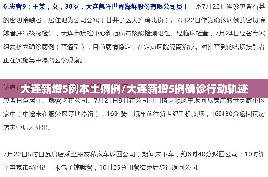大连新增5例本土病例/大连新增5例确诊行动轨迹