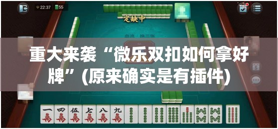 重大来袭“微乐双扣如何拿好牌”(原来确实是有插件)