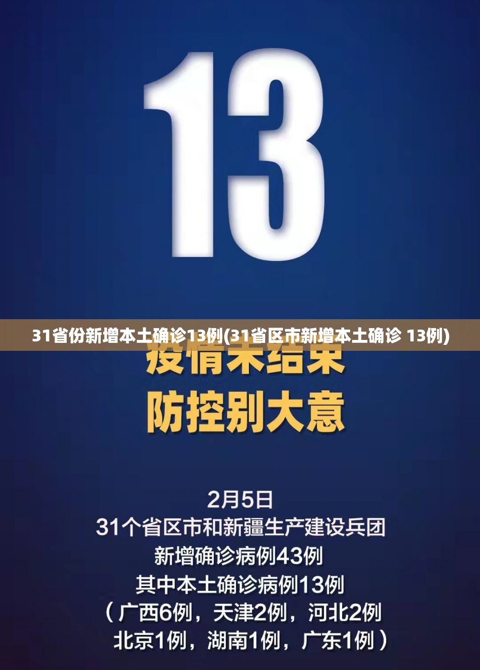 31省份新增本土确诊13例(31省区市新增本土确诊 13例)
