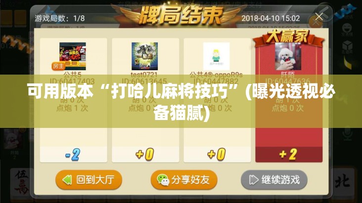 可用版本“打哈儿麻将技巧”(曝光透视必备猫腻)