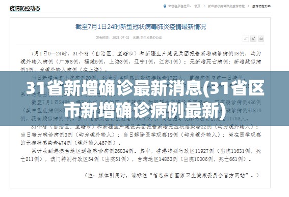 31省新增确诊最新消息(31省区市新增确诊病例最新) 31省新增确诊最新消息(31省区市新增确诊病例最新)