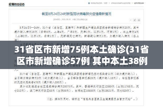 31省区市新增75例本土确诊(31省区市新增确诊57例 其中本土38例) 31省区市新增75例本土确诊(31省区市新增确诊57例 其中本土38例)
