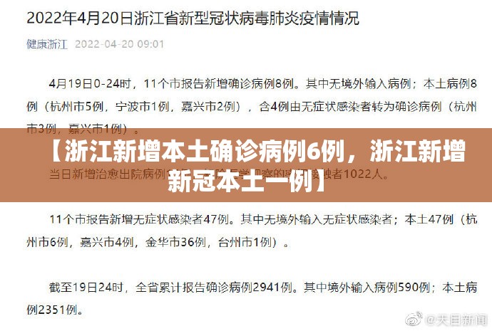 【浙江新增本土确诊病例6例，浙江新增新冠本土一例】