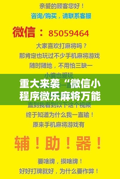 重大来袭“微信小程序微乐麻将万能开挂器”掌握辅助功能必胜规则