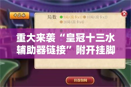 重大来袭“皇冠十三水辅助器链接”附开挂脚本详细教程