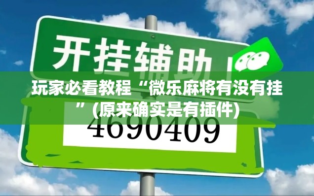 玩家必看教程“微乐麻将有没有挂”(原来确实是有插件) 玩家必看教程“微乐麻将有没有挂”(原来确实是有插件)